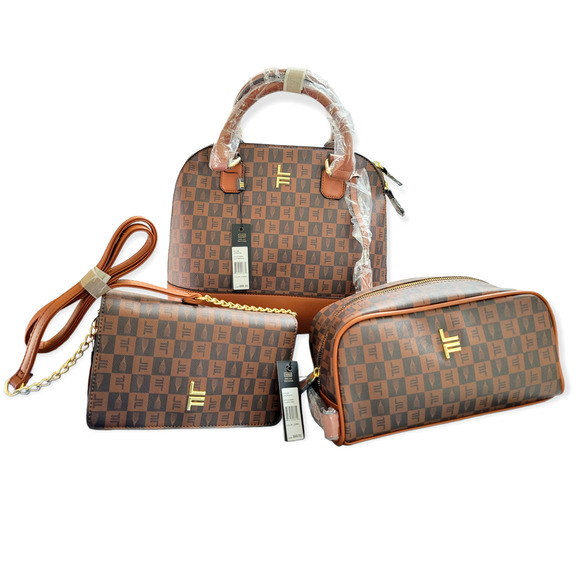 NWT London Fog 3 Piece Bag Set Marci Crossbody, Toiletry, & Tulip Satchel - Picture 1 of 13